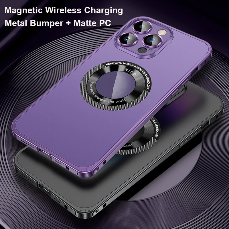 Магнитный чехол с беспроводной зарядкой для iPhone 14 Pro MAX 14Plus 13 12, металлический бампер, алюминиевая матовая Защитная крышка для камеры
Магнитный чехол с беспроводной зарядкой для iPhone 14 Pro MAX 14Plus 13 12, металлический бампер, алюминиевая матовая Защитная крышка для камеры
