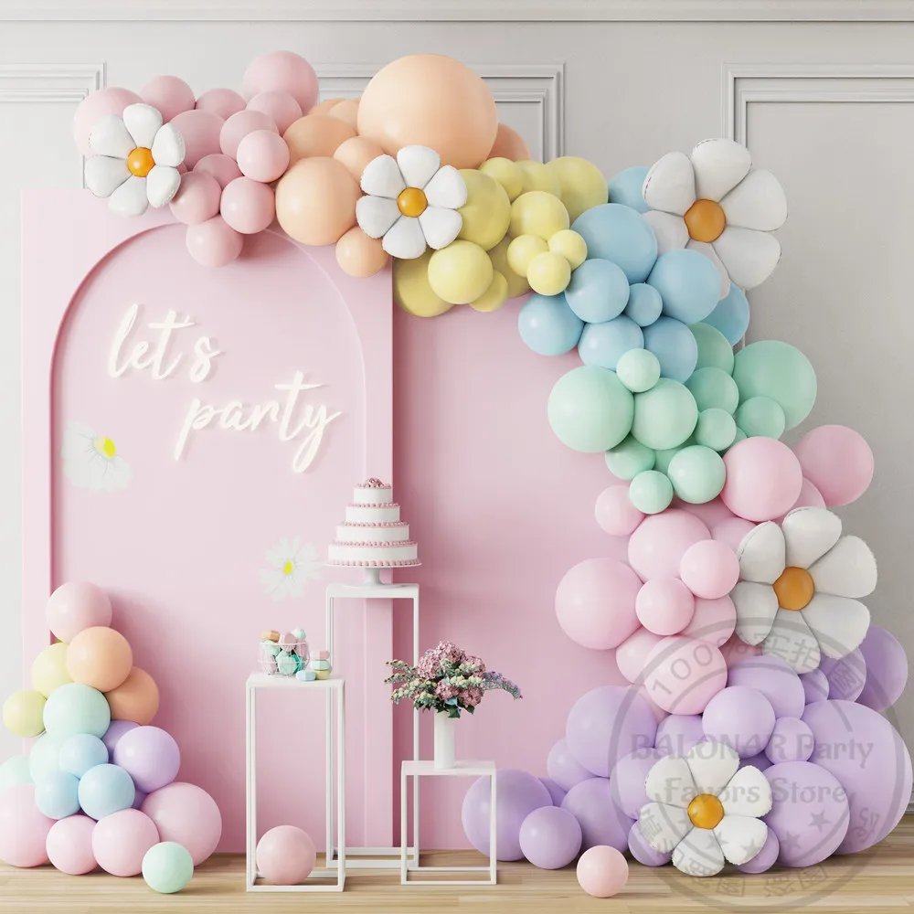 134Pcs Macaron Colored Balloon Garland Arch Kit Daisy Foil Balloon Girl Birthday Party Decoration Wedding Baby Shower Background
134Pcs Macaron Colored Balloon Garland Arch Kit Daisy Foil Balloon Girl Birthday Party Decoration Wedding Baby Shower Background