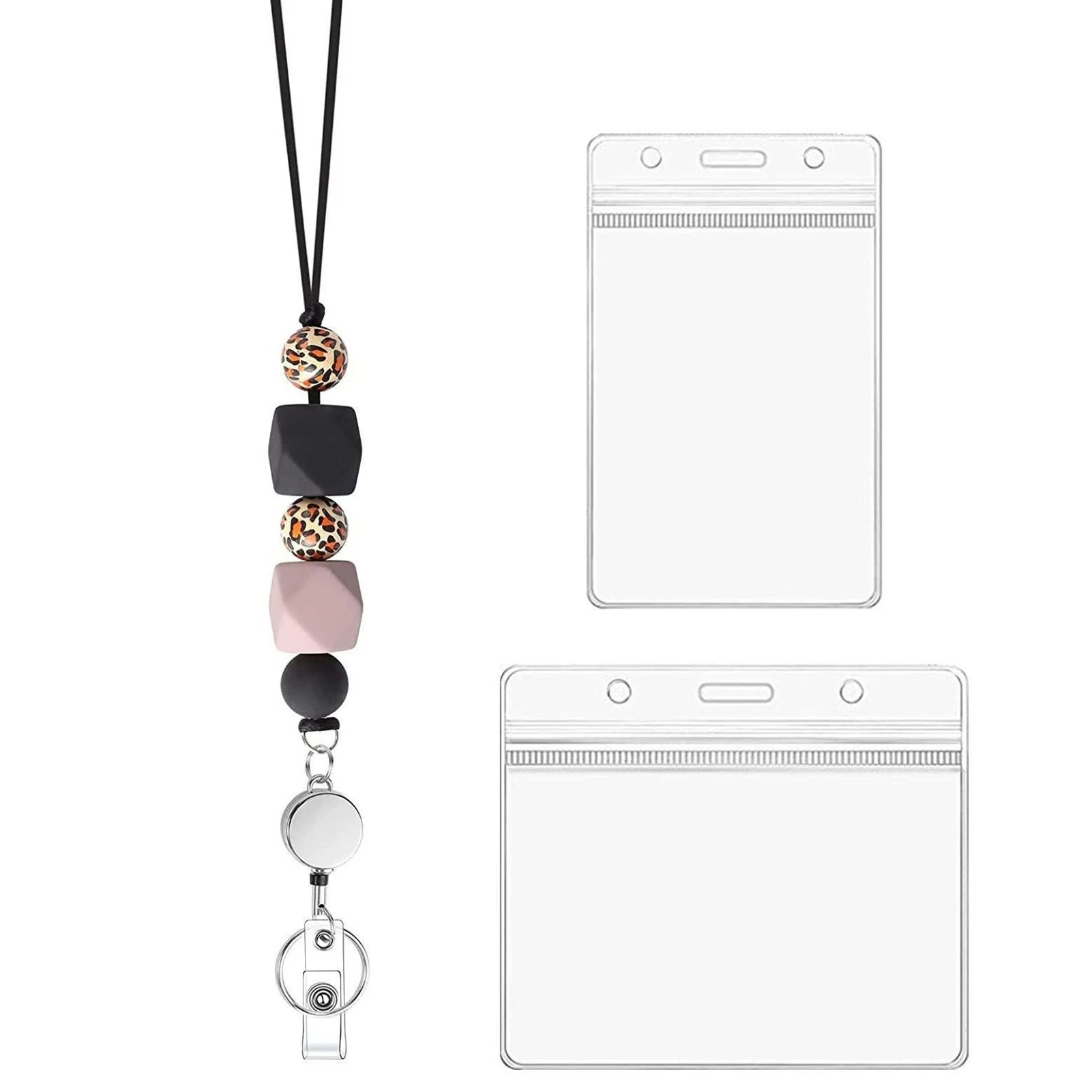 3pcs Badge Holder Set Vertical Horizontal Silicone Beaded ID Card School With Retractable Lanyard Accessories Anti Lost Reel
3pcs Badge Holder Set Vertical Horizontal Silicone Beaded ID Card School With Retractable Lanyard Accessories Anti Lost Reel
