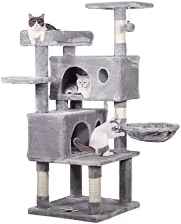 

Cat Tree Cat Tower Indoor, 49 Inch Multi Level Cat Scratching Post with Condos, Hammock & Plush Perches for Kittens, Large C