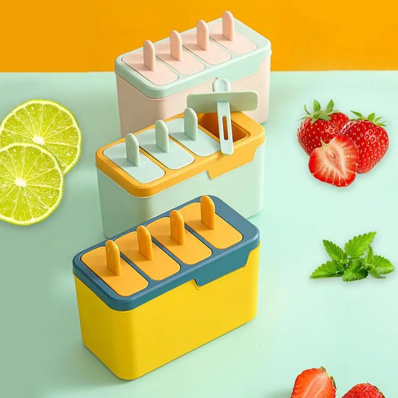 Popsicles Molds Reusable Plastic Ice Cream Mold With Stick And Lid 4 Hole Ice Popsicle Mold Set DIY Ice Cream Tubs Kitchen Tools
Popsicles Molds Reusable Plastic Ice Cream Mold With Stick And Lid 4 Hole Ice Popsicle Mold Set DIY Ice Cream Tubs Kitchen Tools