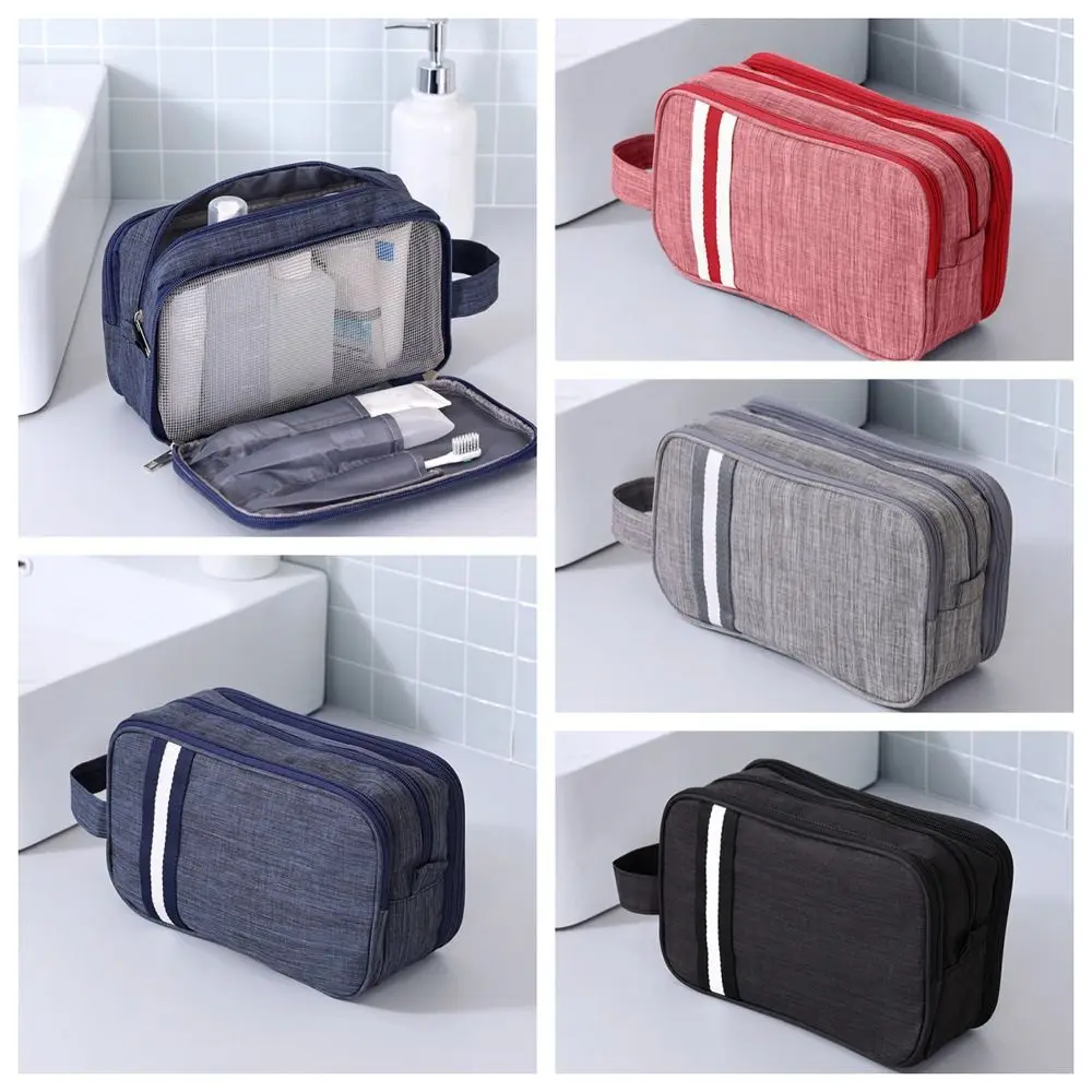 Wet Dry Separation Nylon Cosmetic Makeup Bag Fashion Stripe Double Layer Waterproof Zipper Female/Male
Wet Dry Separation Nylon Cosmetic Makeup Bag Fashion Stripe Double Layer Waterproof Zipper Female/Male