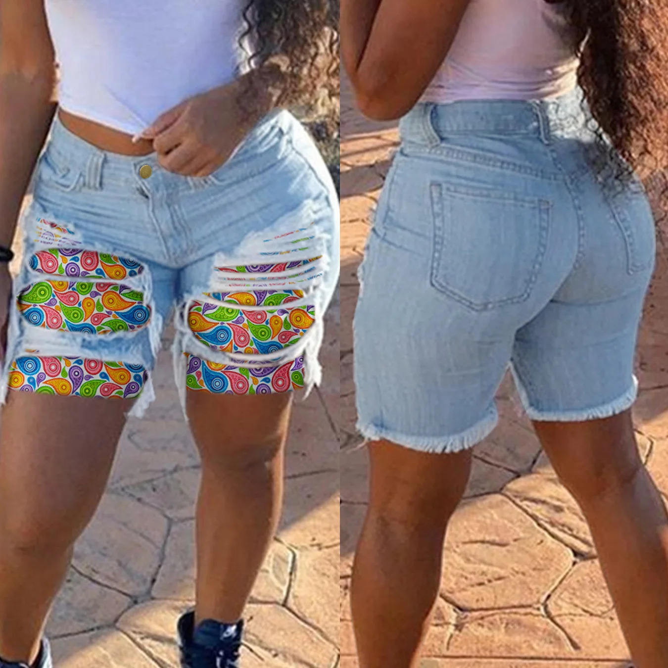 TB10586 Women's Denim Pants 2022 Summer Fashion Casual Ripped Patch Denim Straight Five-point Pants
TB10586 Women's Denim Pants 2022 Summer Fashion Casual Ripped Patch Denim Straight Five-point Pants