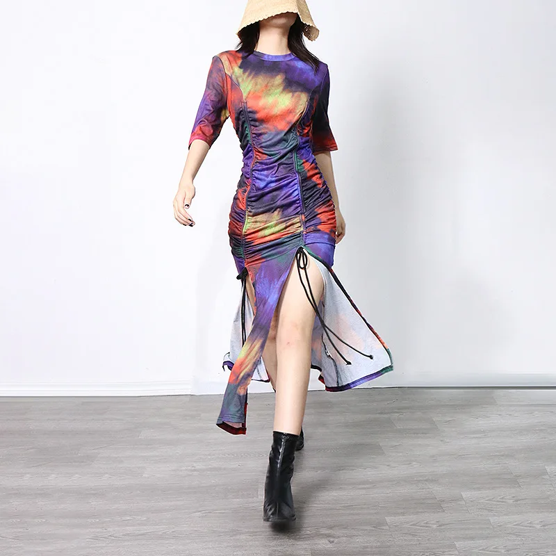 European and American Style Slim Pleated Temperament Dress Female 2022 Spring New Design Tie-dye Comfortable Long Skirt
European and American Style Slim Pleated Temperament Dress Female 2022 Spring New Design Tie-dye Comfortable Long Skirt