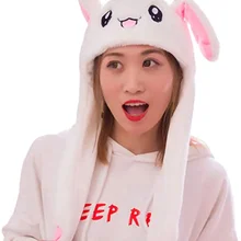 Rabbit Hat Ear Moving Jumping Cap Funny Bunny Plush Hat Cap for Women Girls Cosplay Christmas Party Holiday Hat
