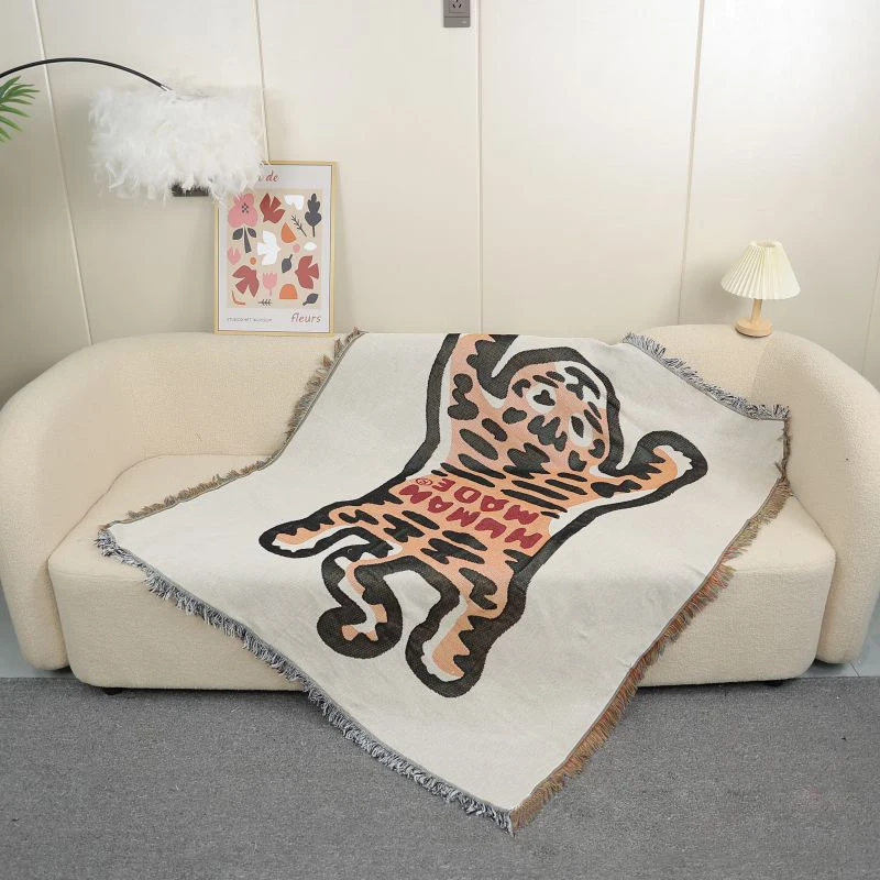 

Textile City Ins Human Made Sofa Blanket Thick Outdoor Camping Mat Tiger Pattern Home Decorate Tapestry Nap Blanket 125x150cm