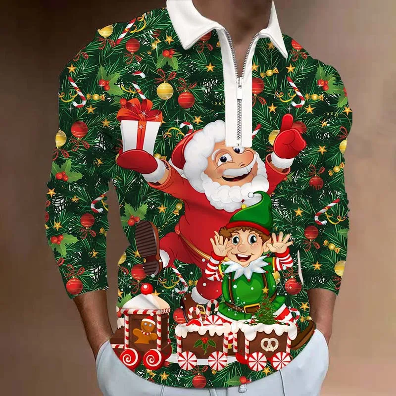 Christmas Men's Casual Autumn Long Sleeve Polo Shirts Men Male Zip Tee Shirt Men Tops Street Golf Clothing Clothes For Men 2022
Christmas Men's Casual Autumn Long Sleeve Polo Shirts Men Male Zip Tee Shirt Men Tops Street Golf Clothing Clothes For Men 2022