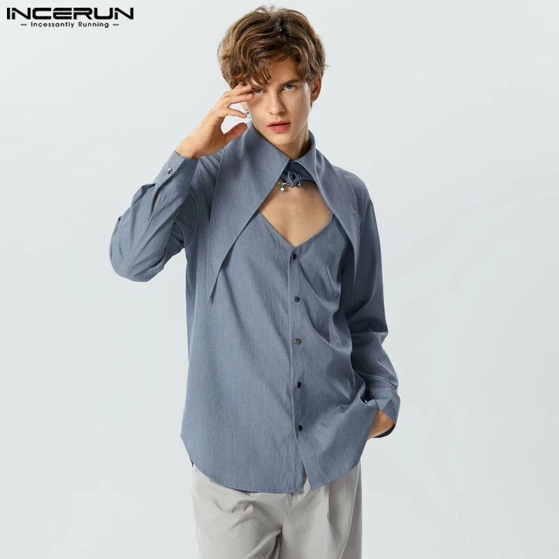 Мужская Однотонная рубашка с отложным воротником и длинным рукавом
Мужская Однотонная рубашка с отложным воротником и длинным рукавом