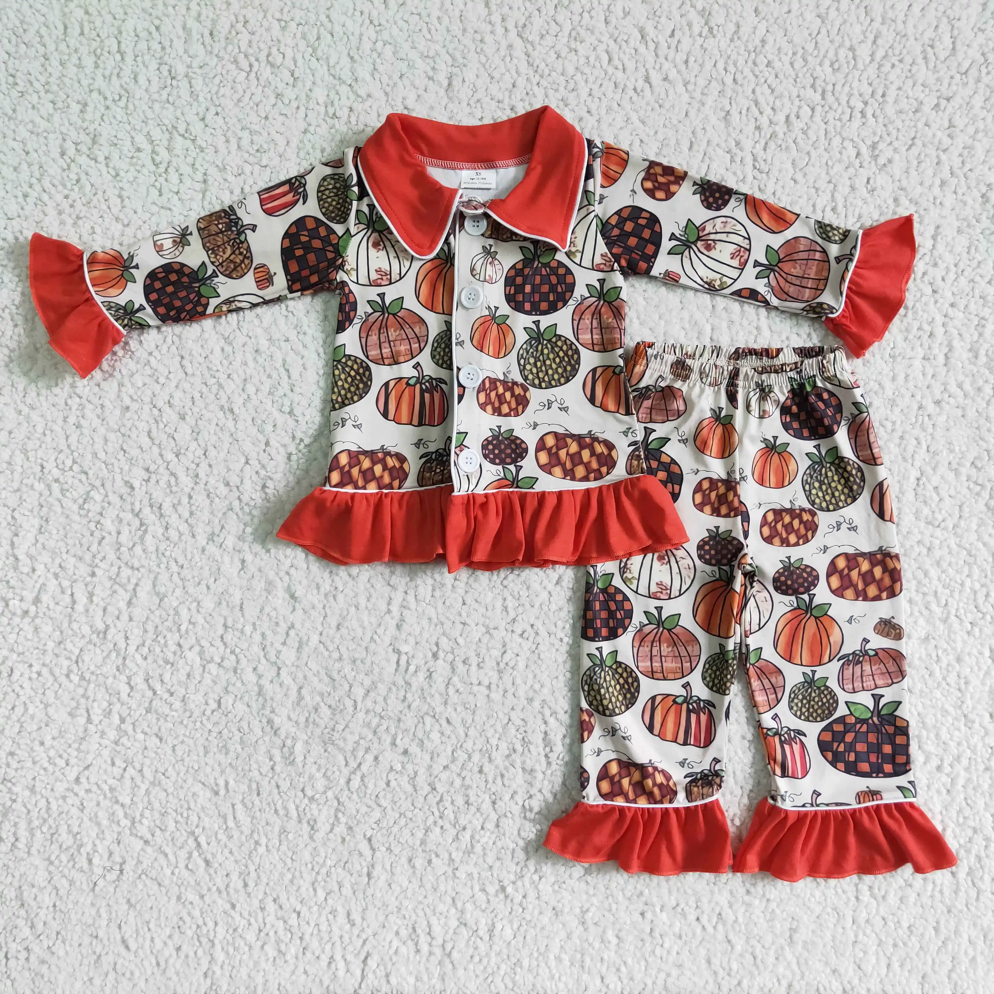 GLP0047 girl fashion turn-down collar longsleeve pajamas set kids halloween pumpkin outfit with buttons
GLP0047 girl fashion turn-down collar longsleeve pajamas set kids halloween pumpkin outfit with buttons