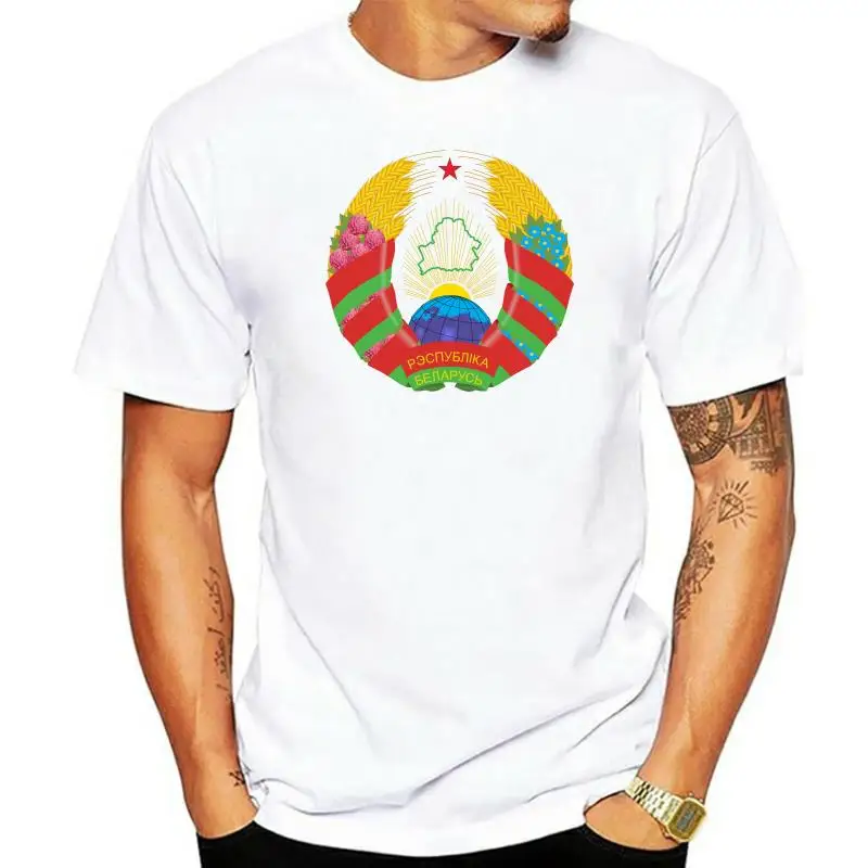 

Футболка мужская с гербом Беларуси, рубашка с белым флагом оружия, уличная футболка в стиле хип-хоп, все размеры