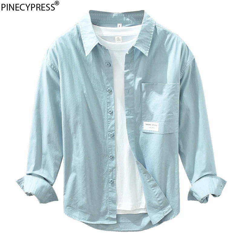 100% Cotton Spring Autumn Man Casual Shirt Single Breasted Solid Male Clothing Loose Turn Down Collar Long Sleeve Mens Shirts
100% Cotton Spring Autumn Man Casual Shirt Single Breasted Solid Male Clothing Loose Turn Down Collar Long Sleeve Mens Shirts