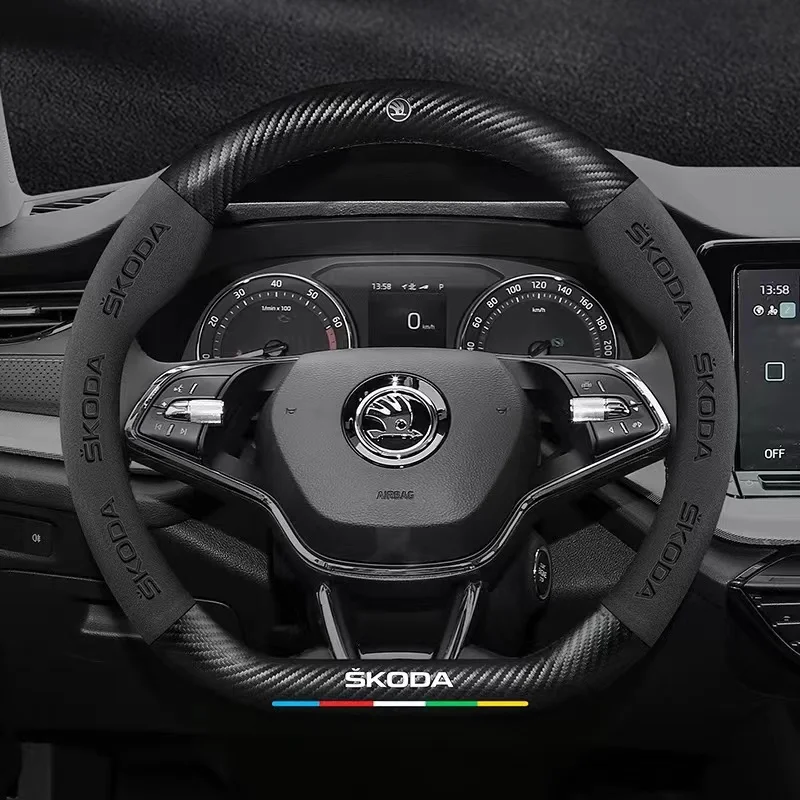 Car 3D Skoda Logo Suede Carbon Fiber Steering Wheel Cover For Octavia Fabia Slavia Yeti Rapid Kodiaq Superb Karoq Kamiq Favorit
Car 3D Skoda Logo Suede Carbon Fiber Steering Wheel Cover For Octavia Fabia Slavia Yeti Rapid Kodiaq Superb Karoq Kamiq Favorit
