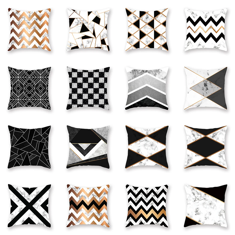 Gold black striped geometric marble pillowcase for home living room sofa decoration throw pillow pillowcase 45 * 45cm 
Gold black striped geometric marble pillowcase for home living room sofa decoration throw pillow pillowcase 45 * 45cm