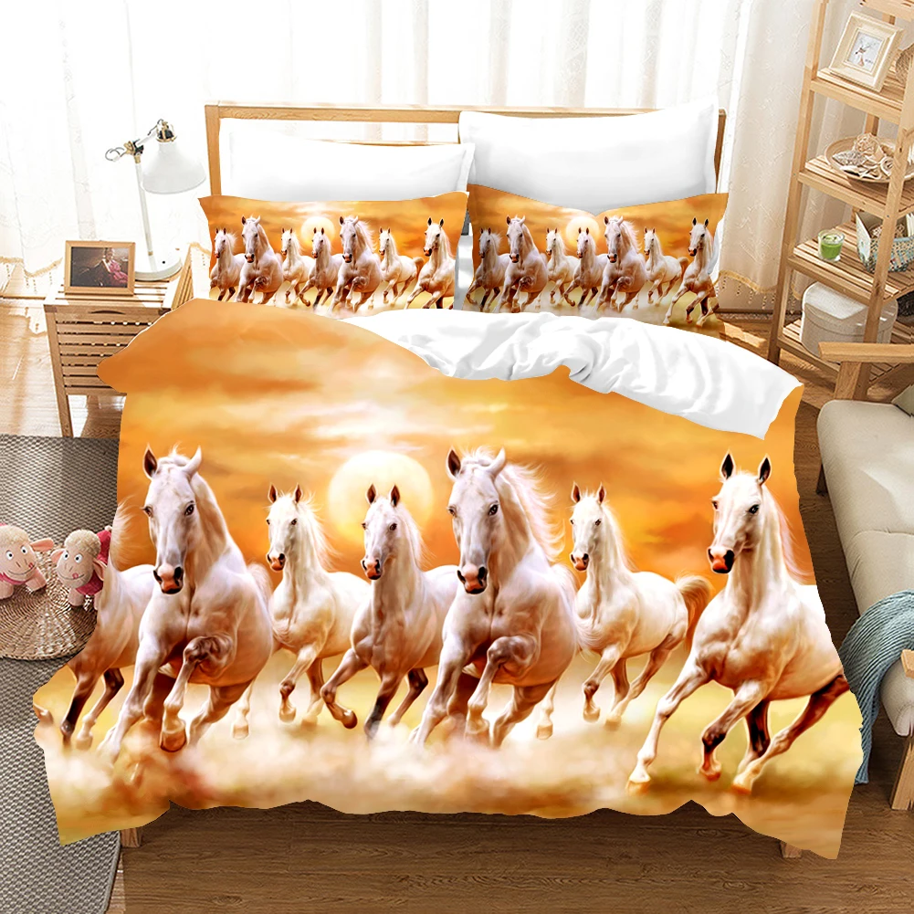3D Animal Printed Duvet Cover Domineering Galloping Horse Bedding Set Single Size 135x200 Quilt Covers with Pillowcase 2/3pcs
3D Animal Printed Duvet Cover Domineering Galloping Horse Bedding Set Single Size 135x200 Quilt Covers with Pillowcase 2/3pcs