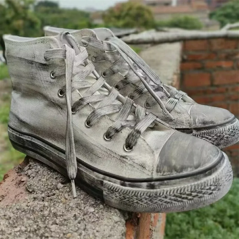 Thick soled waterproof table handmade canvas shoes Harajuku vintage lace-up high top casual shoes men and women plus size 35-46
Thick soled waterproof table handmade canvas shoes Harajuku vintage lace-up high top casual shoes men and women plus size 35-46