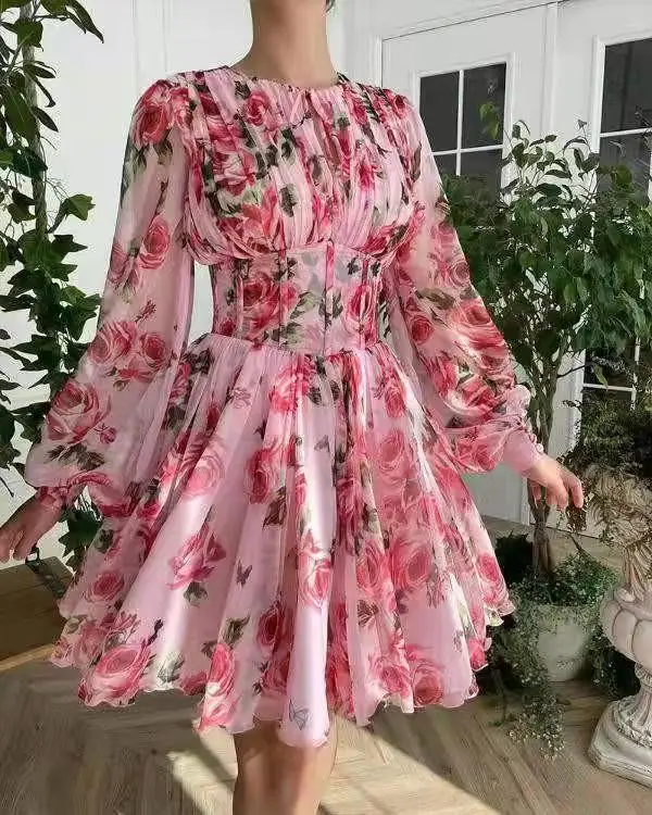 Summer Dresses for Women 2023 Spring Fashion City Chiffon Round Neck Long Sleeved Casual Fresh Sweet ladies A-line Mini Dress
Summer Dresses for Women 2023 Spring Fashion City Chiffon Round Neck Long Sleeved Casual Fresh Sweet ladies A-line Mini Dress