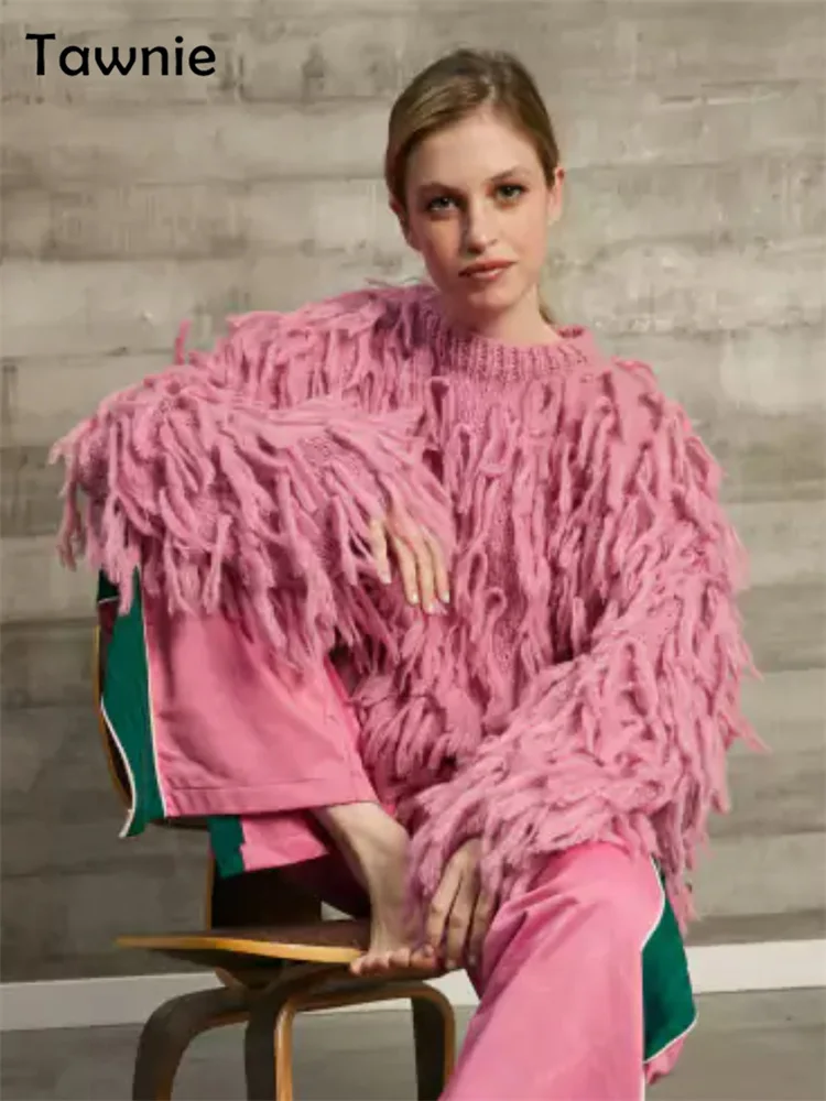 Tawnie Tassel Loose Women Sweater Fashion Pink Long Sleeve O-neck Female Pullover 2023 Autumn Winter Elegant Solid Ladies
Tawnie Tassel Loose Women Sweater Fashion Pink Long Sleeve O-neck Female Pullover 2023 Autumn Winter Elegant Solid Ladies