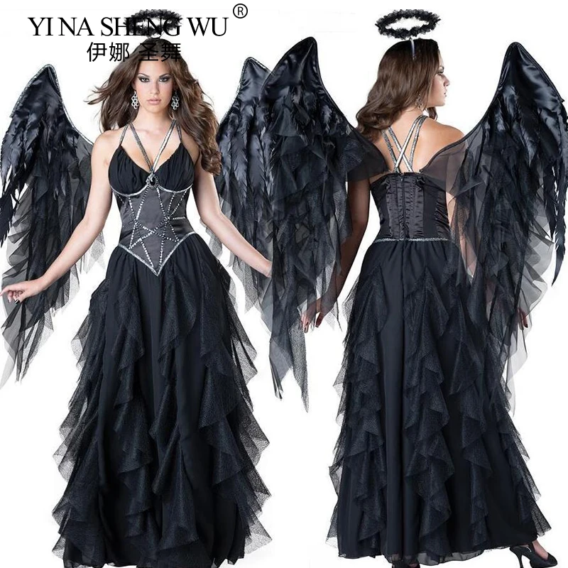 Женский сценический костюм ведьмы, готический костюм темного ангела с крыльями, для вечевечерние НКИ на Хэллоуин
Женский сценический костюм ведьмы, готический костюм темного ангела с крыльями, для вечевечерние НКИ на Хэллоуин