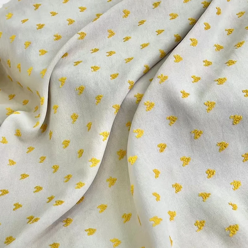 154cm Width Soft Elastic Pendant Light Green Yellow Love Flock Jacquard Fashion Spring And Summer Cheongsam Skirt Material
154cm Width Soft Elastic Pendant Light Green Yellow Love Flock Jacquard Fashion Spring And Summer Cheongsam Skirt Material