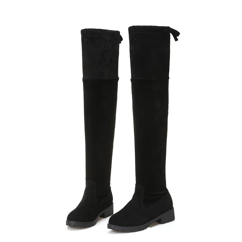 

Size 35-41 Winter Over The Knee Boots Women Stretch Fabric Thigh Sexy Woman Flat Shoes Long Bota Feminina High Heel