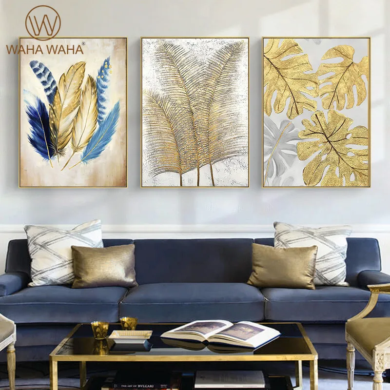 Fashion Poster Printing Golden Feather Leaf Painting Canvas Wall Art Mural Prints Living Room Background Decorative Painting
Fashion Poster Printing Golden Feather Leaf Painting Canvas Wall Art Mural Prints Living Room Background Decorative Painting