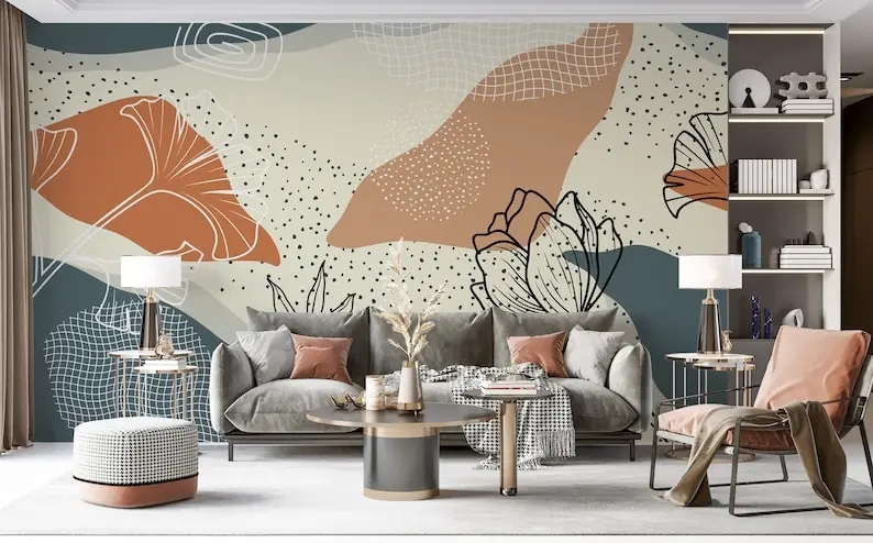 Mid Century Modern Abstract Shape Wallpaper, Customizable Pastel Colors Boho Style Abstract Wall Mural, Peel and Stick. Self Adh
Mid Century Modern Abstract Shape Wallpaper, Customizable Pastel Colors Boho Style Abstract Wall Mural, Peel and Stick. Self Adh