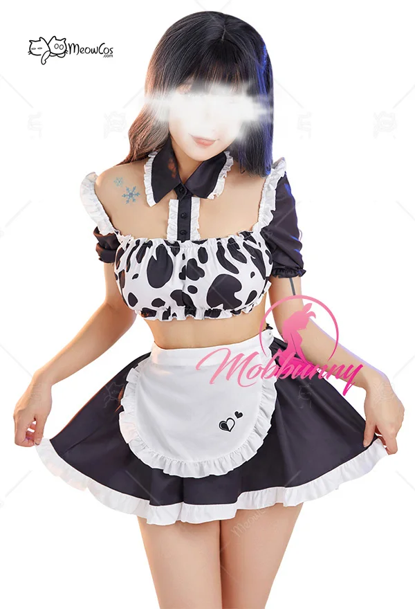 Women Sexy Lingerie Maid Style Lingerie White Black Cow Pattern Top and Skirt with Apron Sleepwear Sexy Costumes
Women Sexy Lingerie Maid Style Lingerie White Black Cow Pattern Top and Skirt with Apron Sleepwear Sexy Costumes