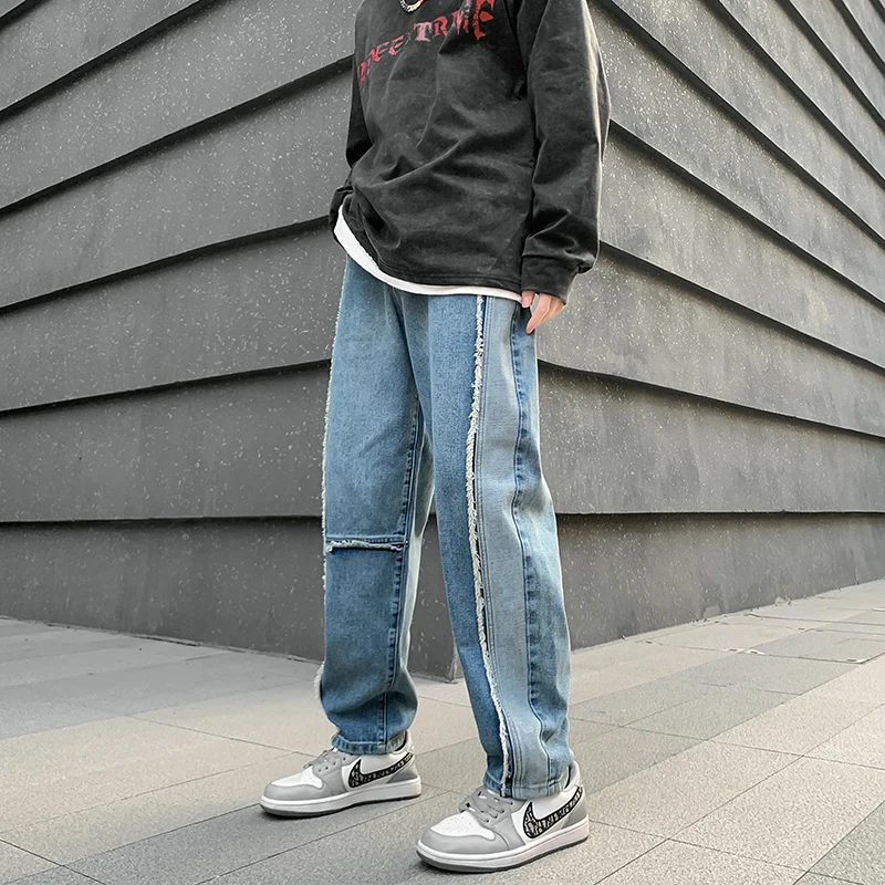 Korean Style Fashion Men's Denim Wide-leg Pants 2022 New Spring Summer Loose Straight-leg Jeans Paneled Denim Trousers Male
Korean Style Fashion Men's Denim Wide-leg Pants 2022 New Spring Summer Loose Straight-leg Jeans Paneled Denim Trousers Male