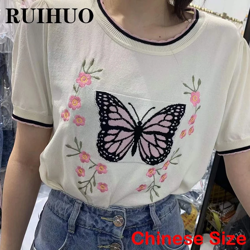 Футболка RUIHUO с бабочкой, женский топ, Забавные футболки, летние топы, Женские китайские модели 2022, Новые поступления 
Футболка RUIHUO с бабочкой, женский топ, Забавные футболки, летние топы, Женские китайские модели 2022, Новые поступления