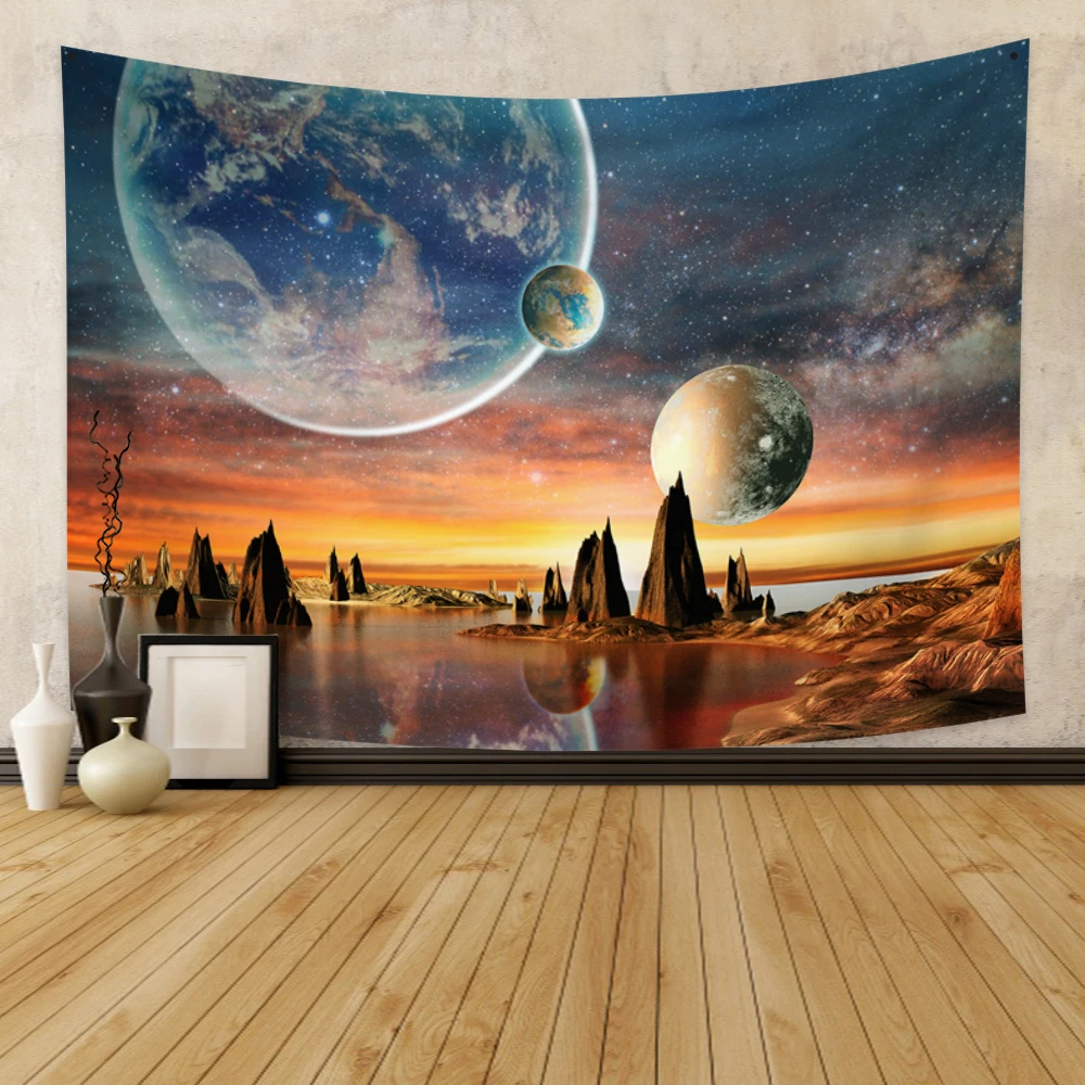 

Universe Space Starry Sky Planet Earth Tapestry Wall Hanging Tapestry Art for Bedroom Living Room Dorm Home Decor