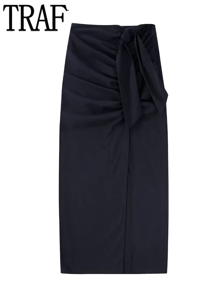 TRAF Black Knot Long Skirt Women Pleated Midi Skirts Womens 2022 Sexy High Waist Woman Skirt Streetwear Slit Skirts for Women
TRAF Black Knot Long Skirt Women Pleated Midi Skirts Womens 2022 Sexy High Waist Woman Skirt Streetwear Slit Skirts for Women