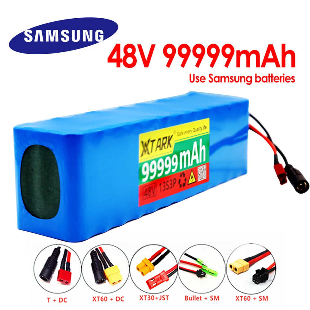 

48V 100Ah 18650 Lithium Ion Battery 13S3P for 54.6V Electric Scooter 1000w 54.6V 2A Charger + XT60 Plug