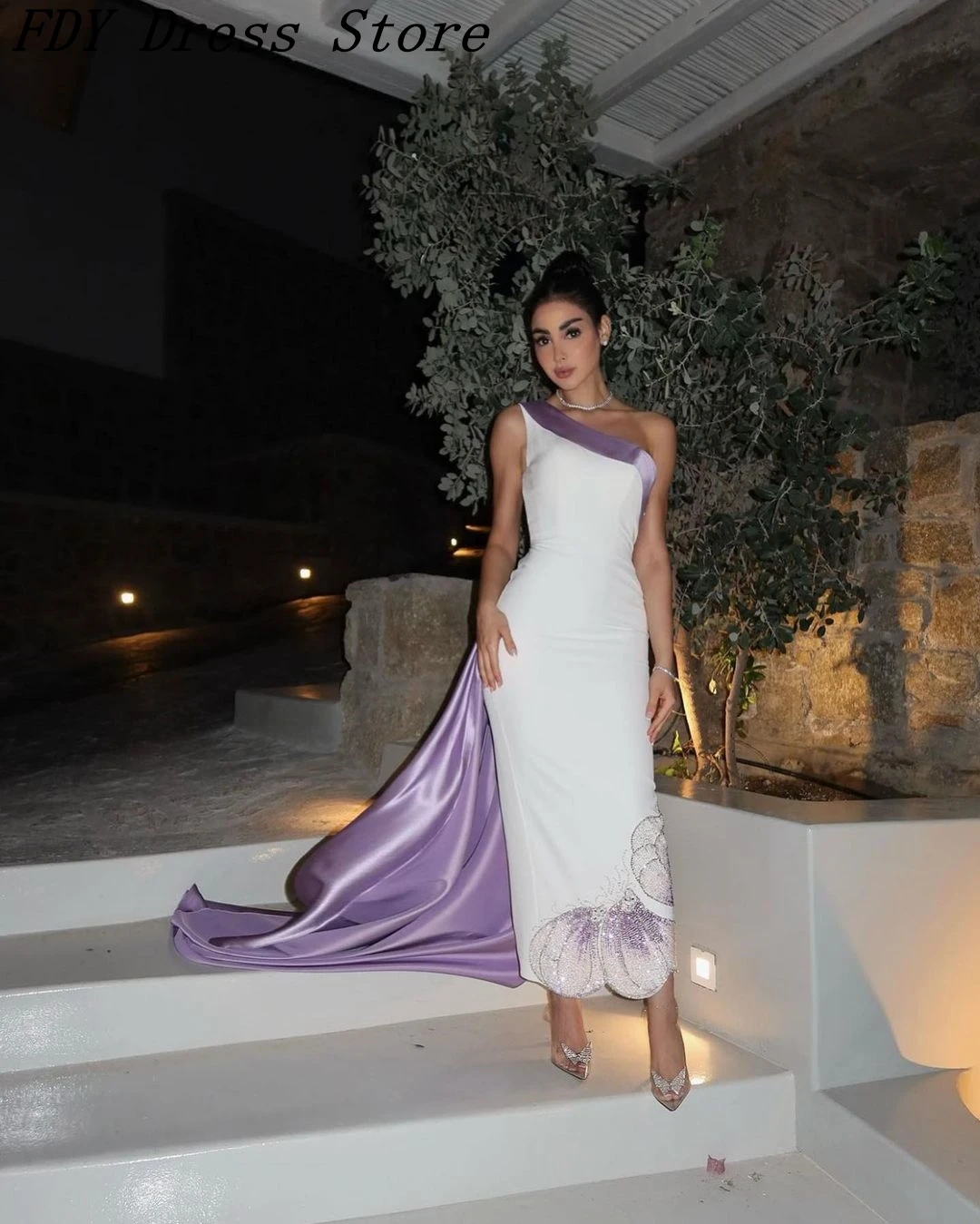 Mermaid White Satin Crystals One Shoulder Prom Dresses Ankle Length Backless Evening Party Dresses Formal Occasion Dress
Mermaid White Satin Crystals One Shoulder Prom Dresses Ankle Length Backless Evening Party Dresses Formal Occasion Dress