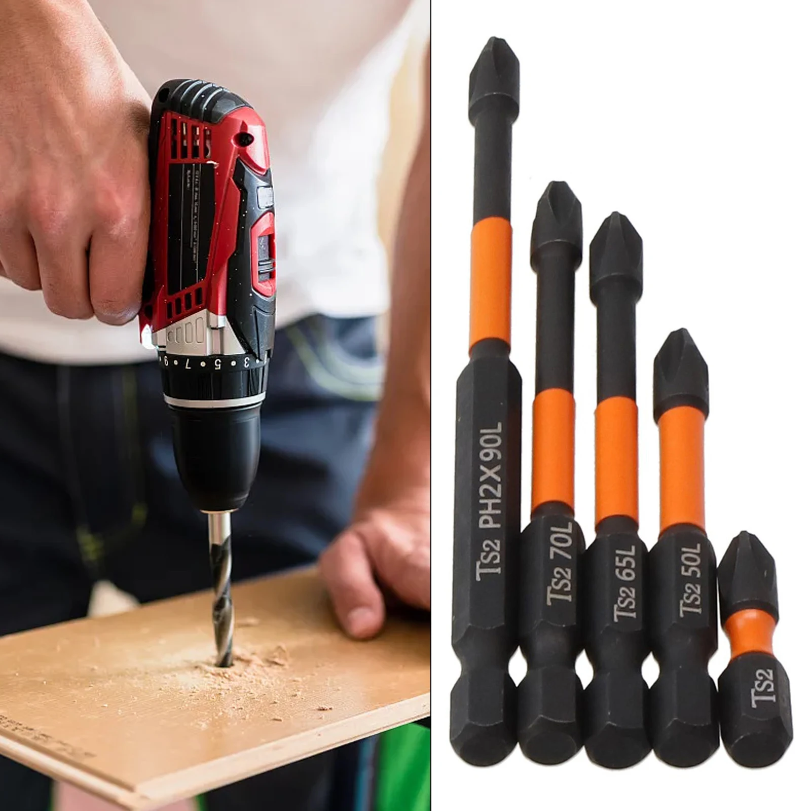 

Bit Set Screwdriver Bits 1/4Inch Hex 25mm 50mm 5pcs 65mm 70mm 90mm Black Cross Impact Magnetic PH2 None Durable