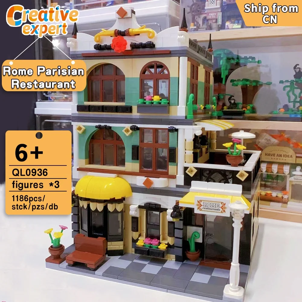 QL0936 Creative Expert Moc Rome Parisian Restaurant Street View Brick Modular House Building Blocks Toys Downtown Diner Bookshop
QL0936 Creative Expert Moc Rome Parisian Restaurant Street View Brick Modular House Building Blocks Toys Downtown Diner Bookshop