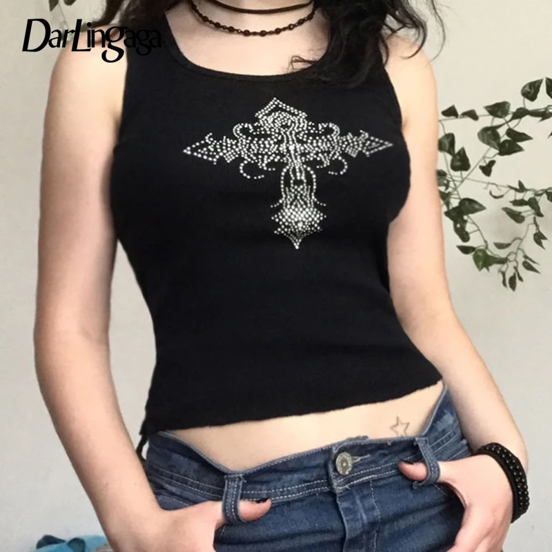 Darlingaga Gothic Grunge Rhinestone Y2K Top Sleeveless Slim Streetwear Summer Tanks Camis Dark Academia Aesthetic Crop Tops Cute
Darlingaga Gothic Grunge Rhinestone Y2K Top Sleeveless Slim Streetwear Summer Tanks Camis Dark Academia Aesthetic Crop Tops Cute