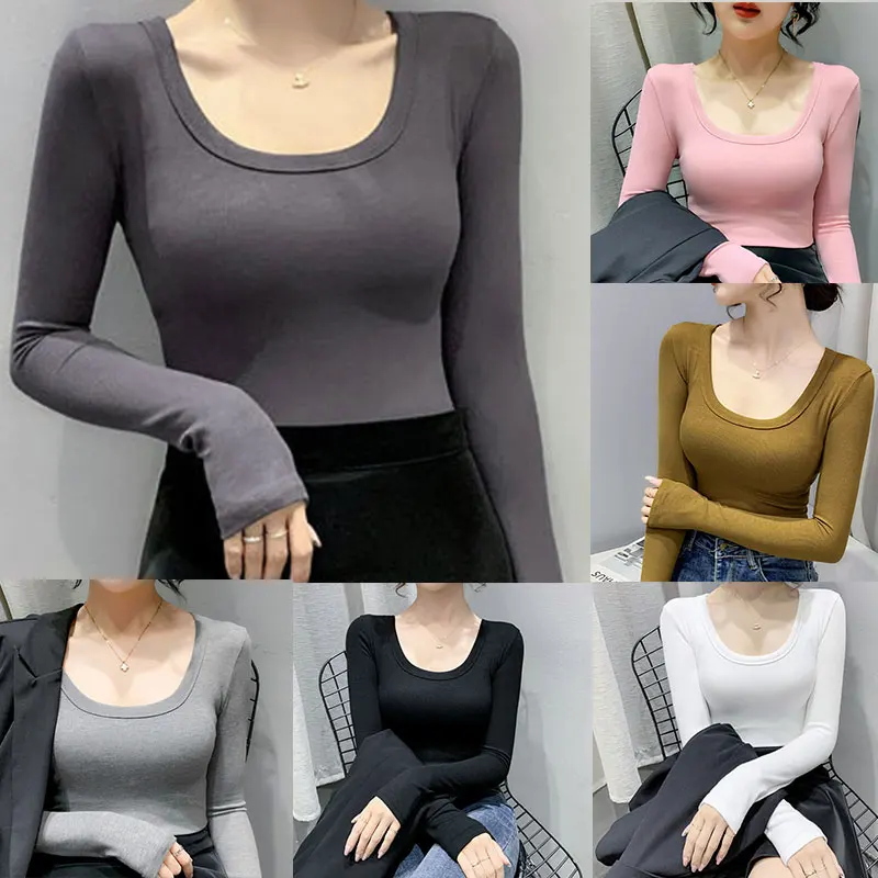 Осень-зима 2022, облегающие Женские Модные футболки с U-образным вырезом и длинными рукавами, простые сексуальные топы, Повседневная Длинная р... 
Осень-зима 2022, облегающие Женские Модные футболки с U-образным вырезом и длинными рукавами, простые сексуальные топы, Повседневная Длинная р...