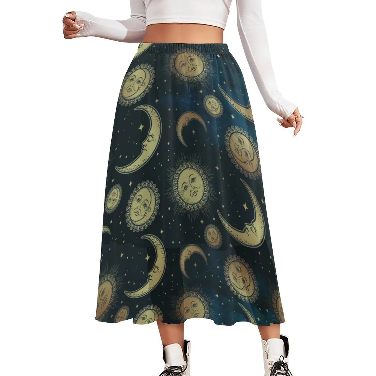 Symbol Vintage Celestial Night Skirt Female Sun Moon And Stars Cute Long Skirts Graphic Street Wear A-line Skirt Big Size 3XL
Symbol Vintage Celestial Night Skirt Female Sun Moon And Stars Cute Long Skirts Graphic Street Wear A-line Skirt Big Size 3XL