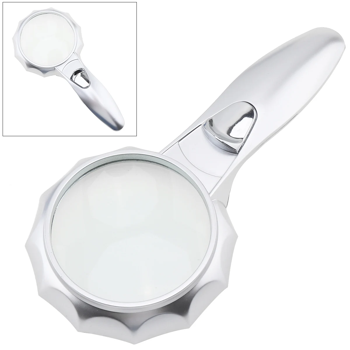 Handheld Magnifiers 4X 75mm Silver Handheld Wide Illumination Pocket Magnifier with 6 LED Lights for Repairing and Inspection
Handheld Magnifiers 4X 75mm Silver Handheld Wide Illumination Pocket Magnifier with 6 LED Lights for Repairing and Inspection