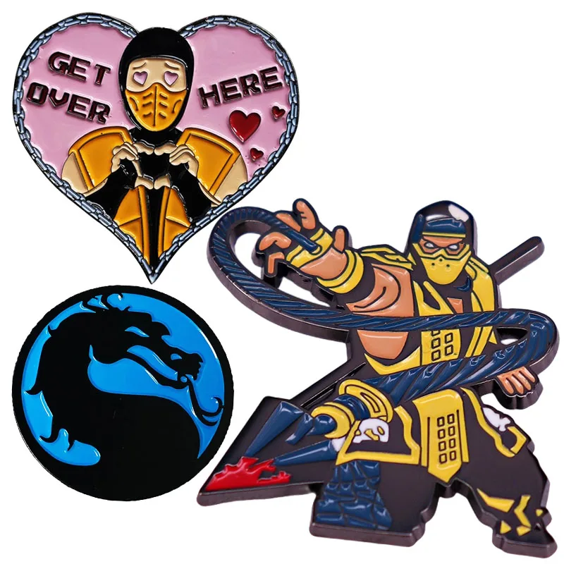 

Game Mortal Kombat Scorpion Ninja Pin Enamel Brooch Alloy Metal Badges Lapel Pins Brooches for Backpacks Jewelry Accessories