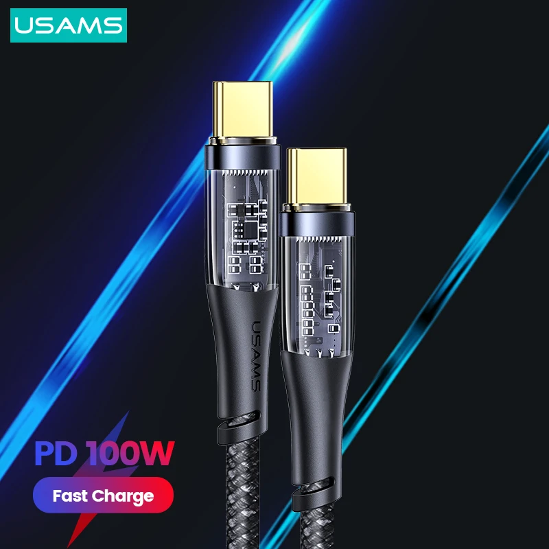 USAMS PD 100W 66W Transparent Fast Charge Cable 5A USB C Data Cable For iPad Switch Huawei Xiaomi Samsung Phone Tablet Laptop
USAMS PD 100W 66W Transparent Fast Charge Cable 5A USB C Data Cable For iPad Switch Huawei Xiaomi Samsung Phone Tablet Laptop