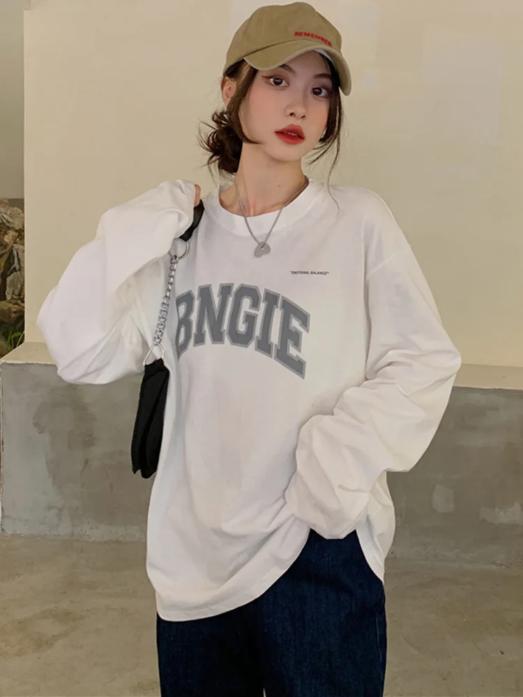 All-match oversized t shirt for Woman harajuku letter printed T-shirt Casual full Sleeve O-Neck white black tops women clothing
All-match oversized t shirt for Woman harajuku letter printed T-shirt Casual full Sleeve O-Neck white black tops women clothing