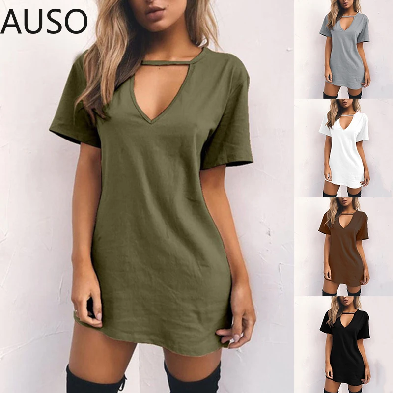 Women Tshirt Dress Choker Deep V-neck Summer Dresses Mini T-Shirt Dress Short Sleeve Ladies Casual Sexy Clothing Dropshipping
Women Tshirt Dress Choker Deep V-neck Summer Dresses Mini T-Shirt Dress Short Sleeve Ladies Casual Sexy Clothing Dropshipping