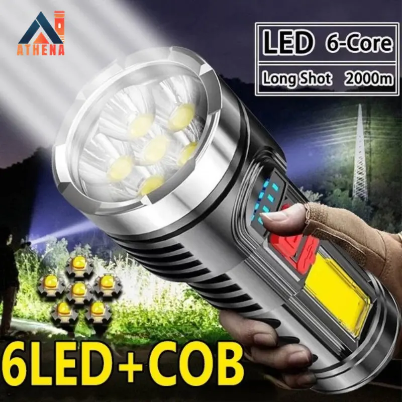 6 Core LED Flashlight USB Rechargeable with COB Side Light Long Range Waterproof Outdoor Portable Lights Hiking Camping Torch
6 Core LED Flashlight USB Rechargeable with COB Side Light Long Range Waterproof Outdoor Portable Lights Hiking Camping Torch
