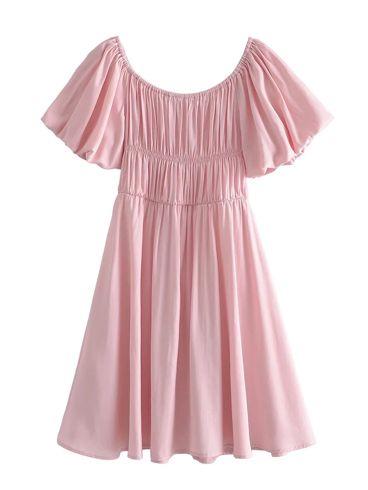 2022 Fashion Women Pink Puff Sleeve Dress Vintage Ladies Elastic Waist Summer Casual Dress Short Vestido
2022 Fashion Women Pink Puff Sleeve Dress Vintage Ladies Elastic Waist Summer Casual Dress Short Vestido