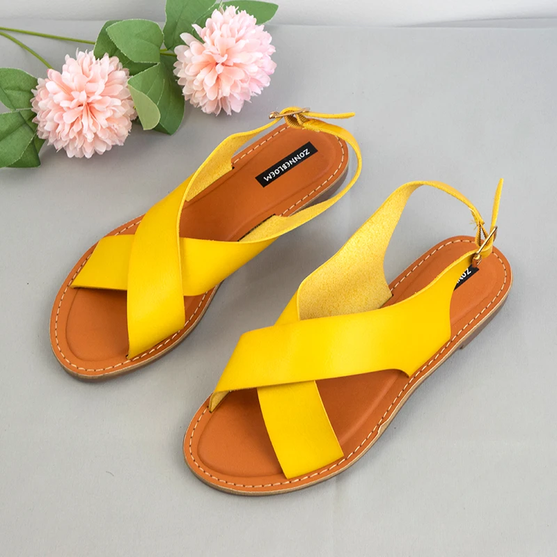 Woman Summer Sandals Peep Toe Ladies Summer Leather Sandal Cross Buckle Strap Woman Casual Shoes Flat Solid Large Size 39 41
Woman Summer Sandals Peep Toe Ladies Summer Leather Sandal Cross Buckle Strap Woman Casual Shoes Flat Solid Large Size 39 41
