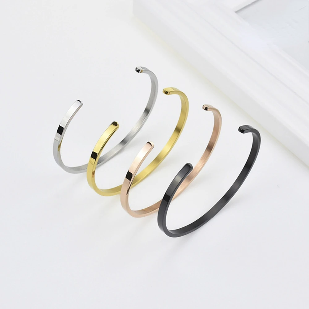 Delicate 4mm Thin Open Cuff Bangles Stainless Steel Smooth Gold Black Rose Gold Men Women Stackable Bracelet Jewelry
Delicate 4mm Thin Open Cuff Bangles Stainless Steel Smooth Gold Black Rose Gold Men Women Stackable Bracelet Jewelry