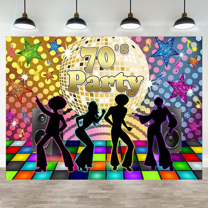 

Back To 70s Party Photography Backdrop For Adults Retro Disco Party Decoration Ball Let's Glow Crazy Neon Dance Night Background