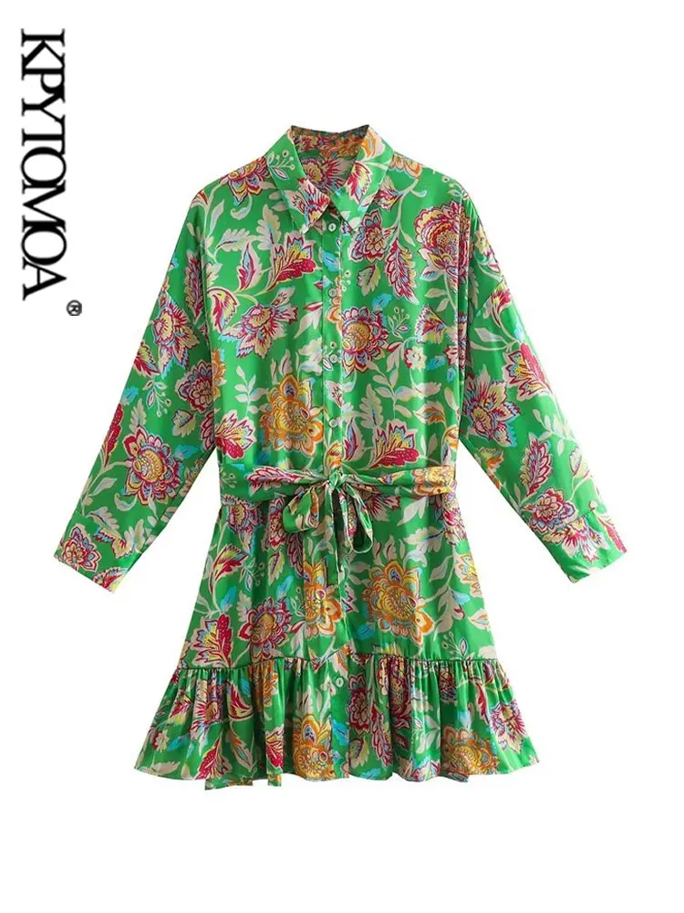 Женское мини-платье с поясом и цветочным принтом, с длинным рукавом
Женское мини-платье с поясом и цветочным принтом, с длинным рукавом