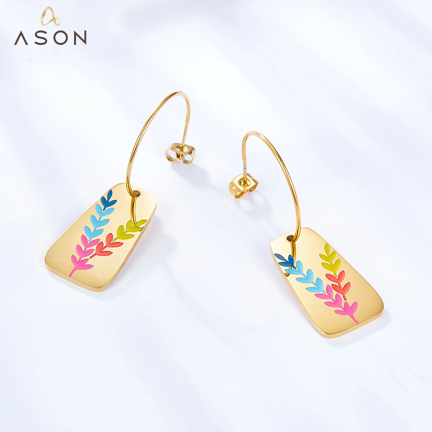 ASONSTEEL Half Round And Bead With Oval Mixed Color Leaves Pattern Tags Staineless Steel Drop Earrings For Women Gold Color 2022 
ASONSTEEL Half Round And Bead With Oval Mixed Color Leaves Pattern Tags Staineless Steel Drop Earrings For Women Gold Color 2022